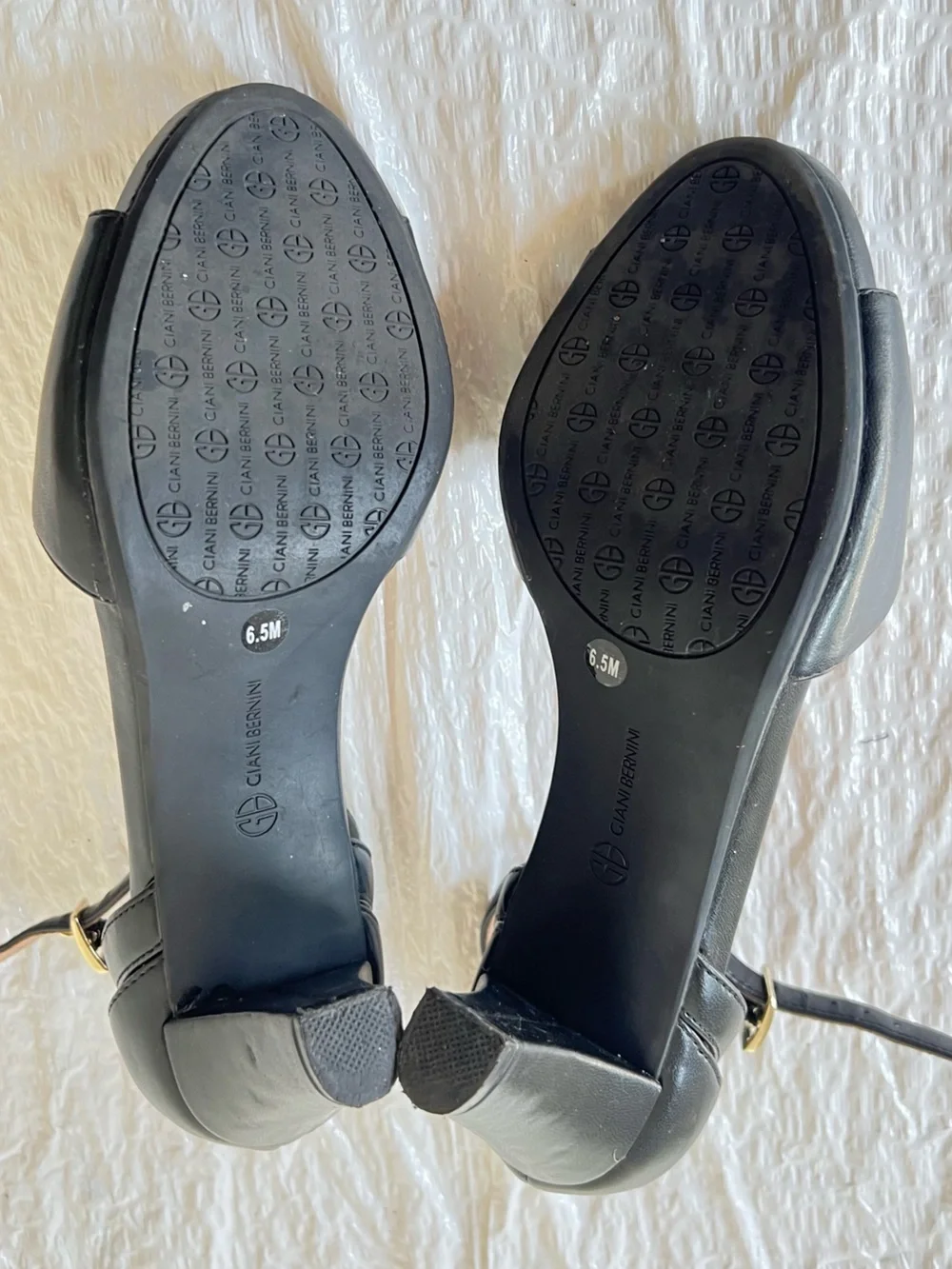 Giani Bernini Black Ankle-Strap Block Heel Sandals